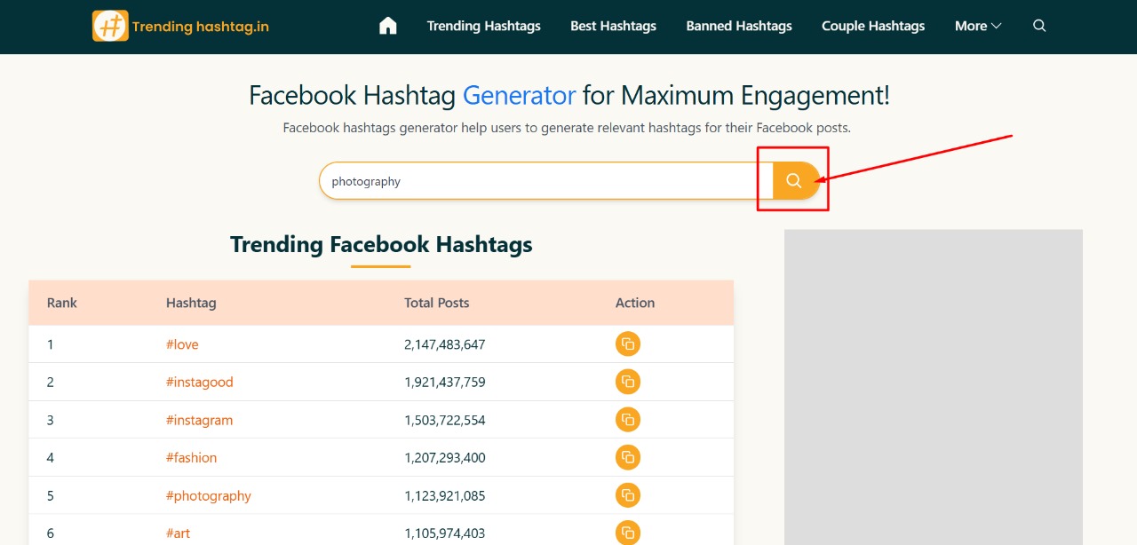 Step 2: Viewing generated hashtags list